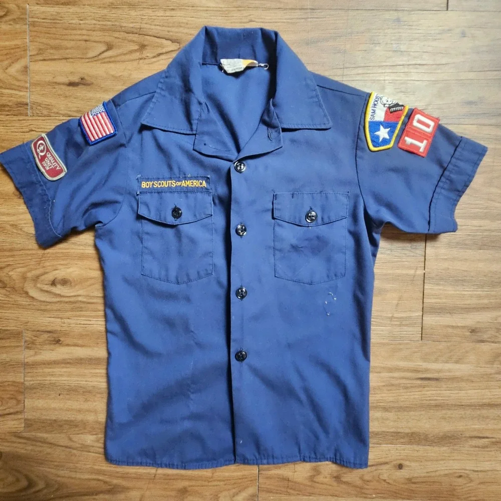 Boy Scouts‎ Of America BSA Official Uniform Shirt Patches Youth M Cotton Blend